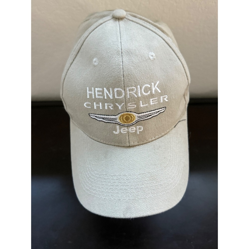 Hendrick Chrysler Jeep Hat‎ Beige Cap Adjustable Logo Auto Car Dealership